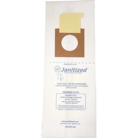 JANITIZED Vacuum Bag for Hoover Y/Royal CR50005Equivalent to 4010100Y, 4010051Y, 43655127, 3PK JAN-HVY-2(3)